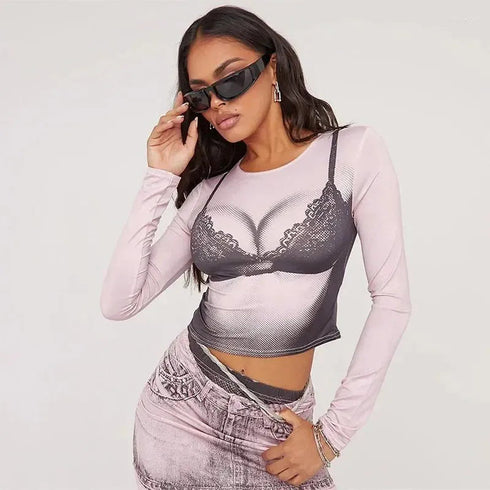 Lingerie Print Top & Skirt