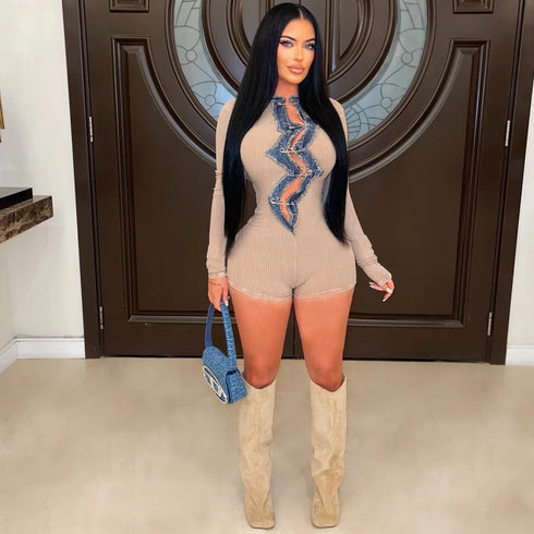 Lightning Strikes Denim Romper