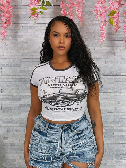 Vintage Auto Crop Top